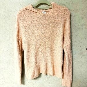 A NEW DAY MEDIUM WOMENS LIGHT PINK HOODED TEXTURED  HEAVWEIGHT FALL COZY SWEATER